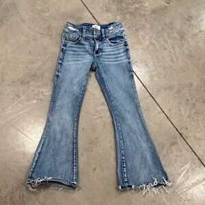 BKE Light Blue Flare Jeans with Distressed Hem